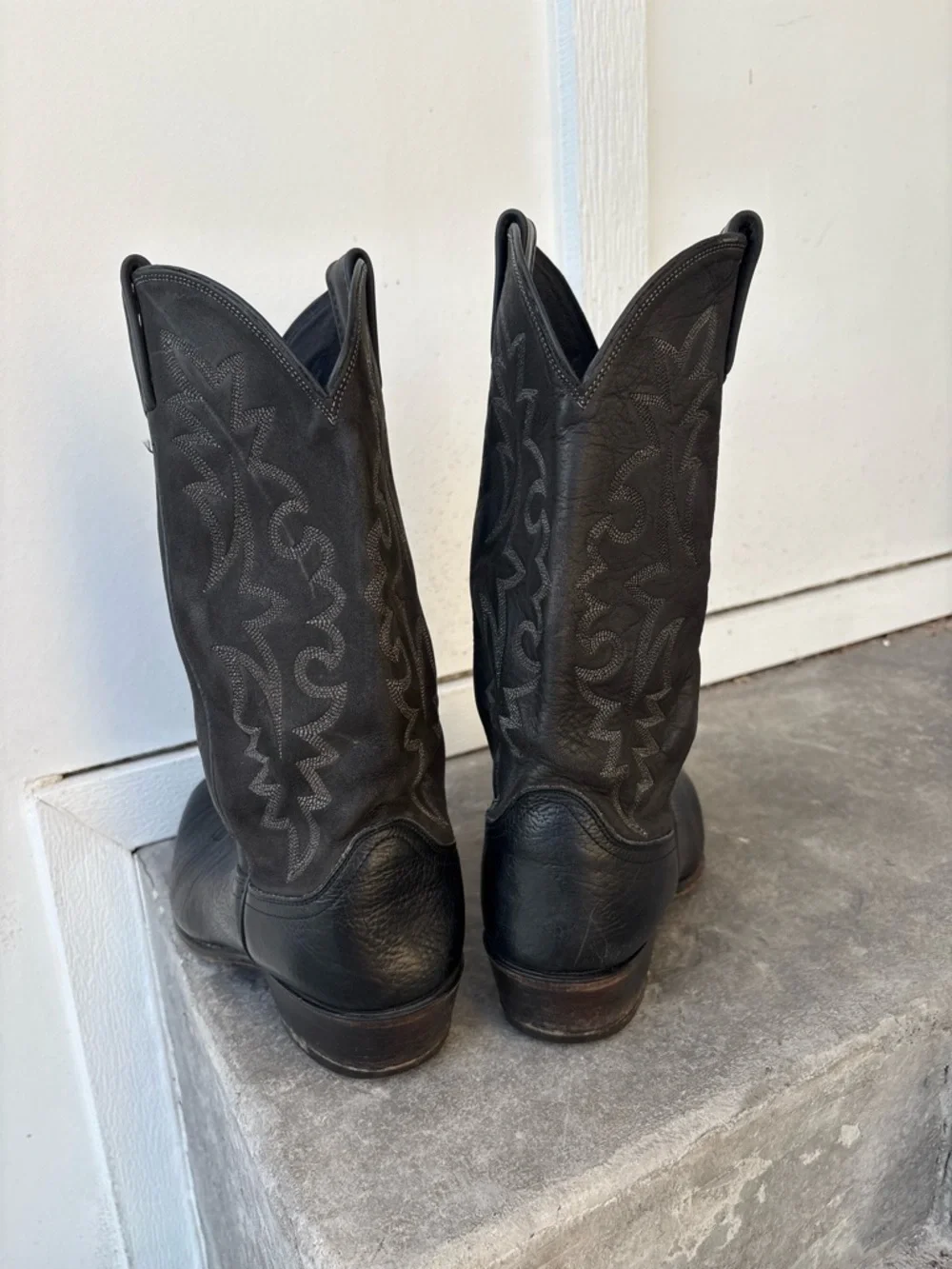 Dan Post Black Leather Western Cowboy Boots Mens 10.5 D Classic Embroidered
